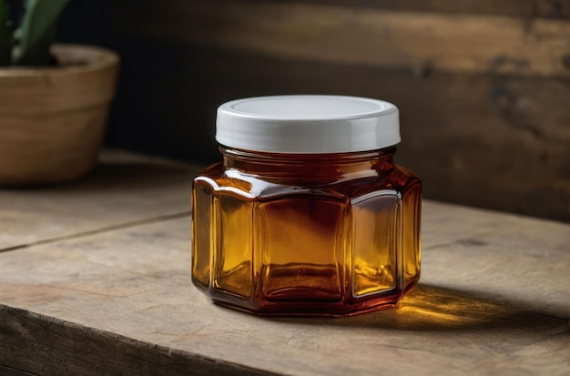 Photo amber glass jar with orange slices