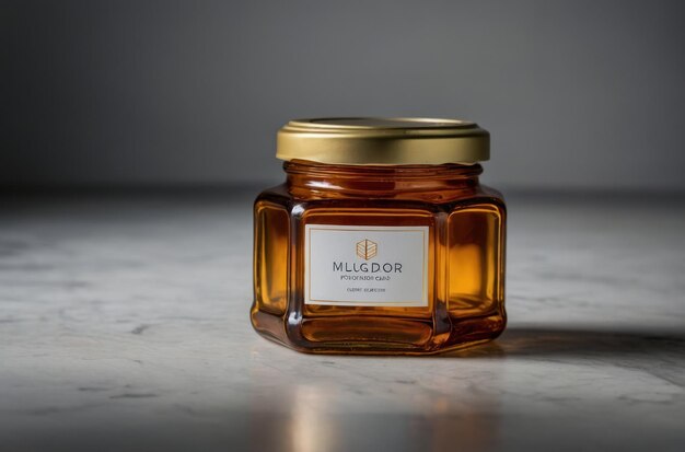 Photo amber glass jar with orange slices