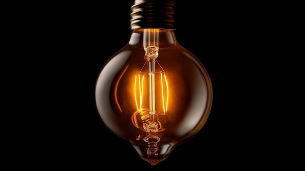 Amber Glow Modern Low Light Bulb op donkere achtergrond Generatieve AI