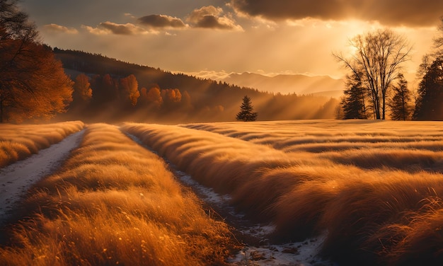 Foto amber golven in het heartland behang