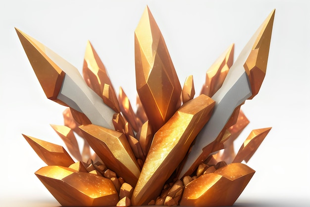 amber minerals on white background 3d rendering realistic