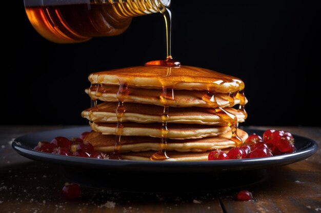 Photo ambercolored pancake syrup generate ai