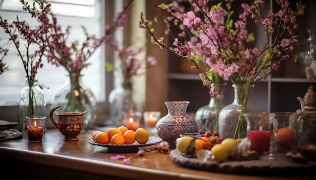 Photo the ambiance of a nowruz celebration at home