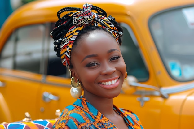 Амбициозная африканская женщина-предприниматель в автомобиле Generate ai