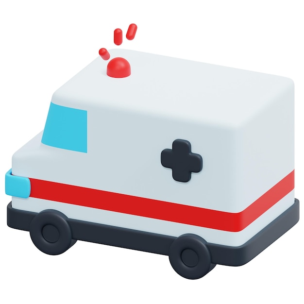 Foto illustrazione dell'icona di rendering 3d dell'ambulanza