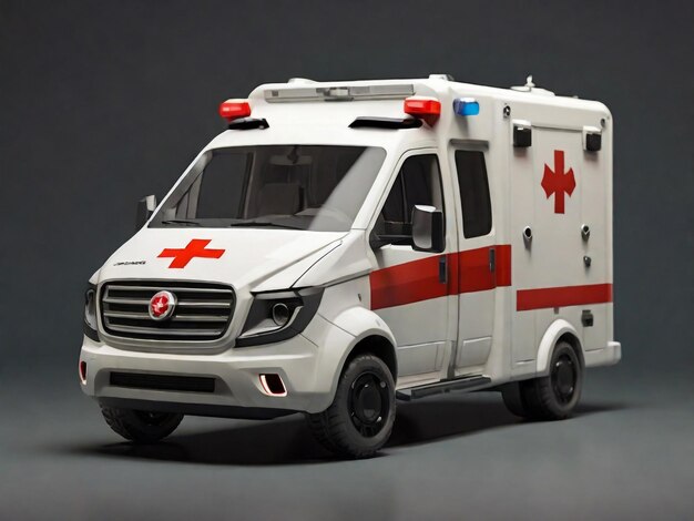 Ambulance Car Isolated 3D rendering