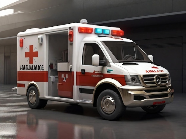 Ambulance Car Isolated 3D rendering