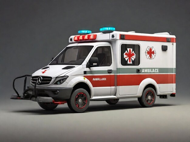 Ambulance Car Isolated 3D rendering