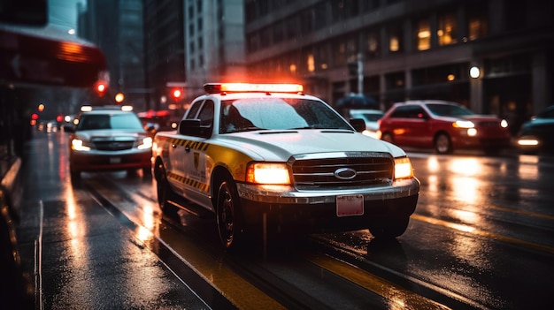 Ambulance die door de stad rijdt