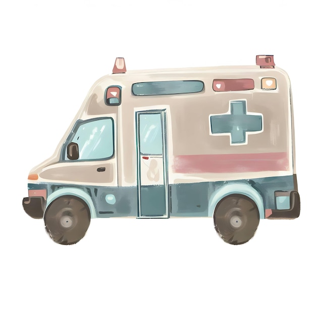 Ambulance illustration isolated on a white background