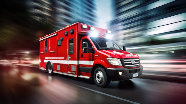 ambulance at speed rendered in dramatic motion blur critical role of first responders