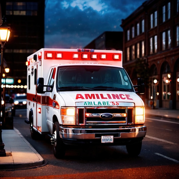 Foto ambulance voor noodhulp om medische slachtoffers naar het ziekenhuis te brengen