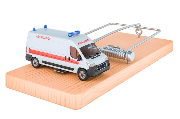 Ambulancebusje in muizenval 3D-rendering