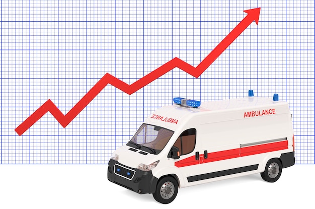 Ambulancebusje met groeiende grafiek 3D-weergave