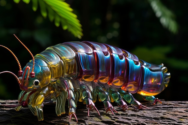 Photo ambushed in the dim the concealed danger of the carnival glass colored amazonian centipede