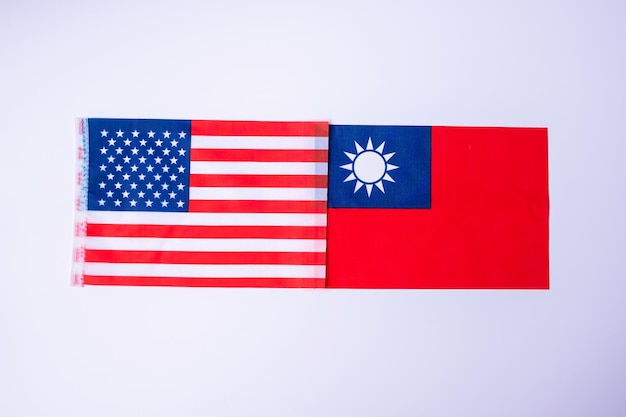 America against Taiwan flags freindship war conflict Politics and relationship concept