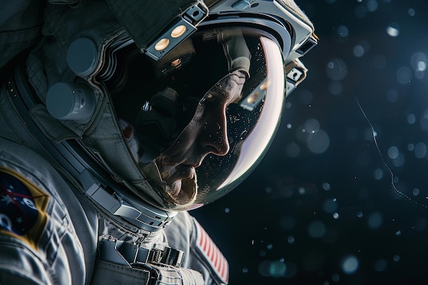 Photo american astronaut on dark background