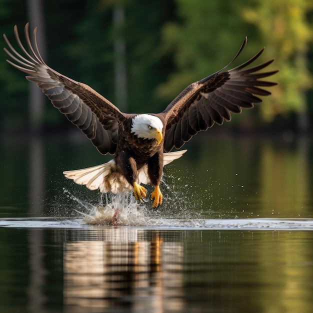 American Bald Eagle duikt met een woest op prooi af