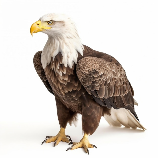 백색 배경에 있는 아메리칸 발드 이글 (American Bald Eagle on a White Background)