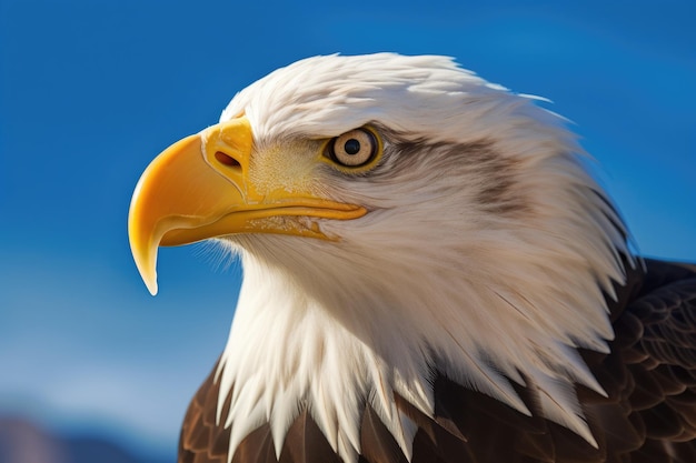 American bald eagle with blue sky eagle generative ai