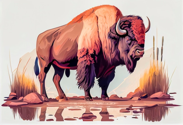 American bison in the prairie Ia generative