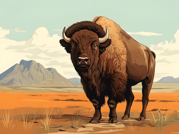 American bison roaming across the plains in a majestic wilderness setting