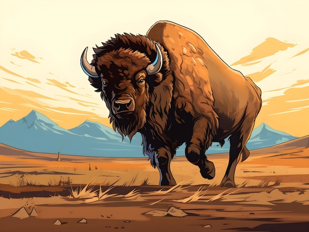 American bison roaming across the plains in a majestic wilderness setting