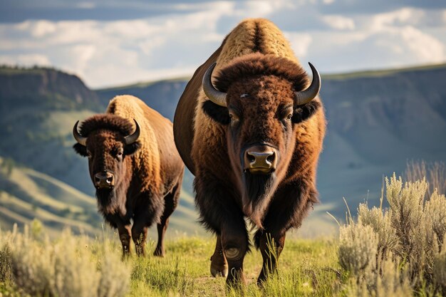 American bisons in the wild