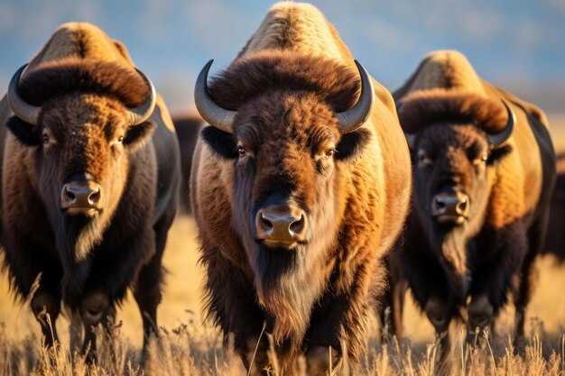 American bisons in the wild