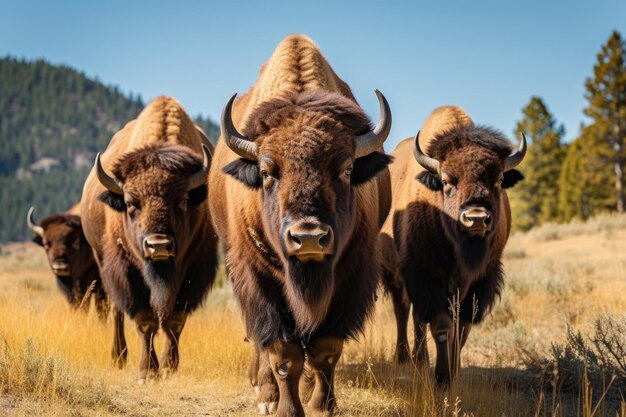 American bisons in the wild