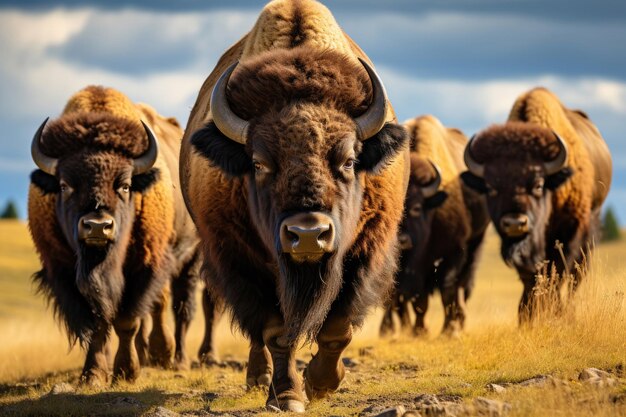 American bisons in the wild