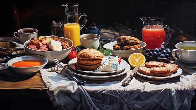 american breakfast menu on table