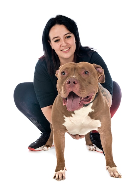 American bully and woman