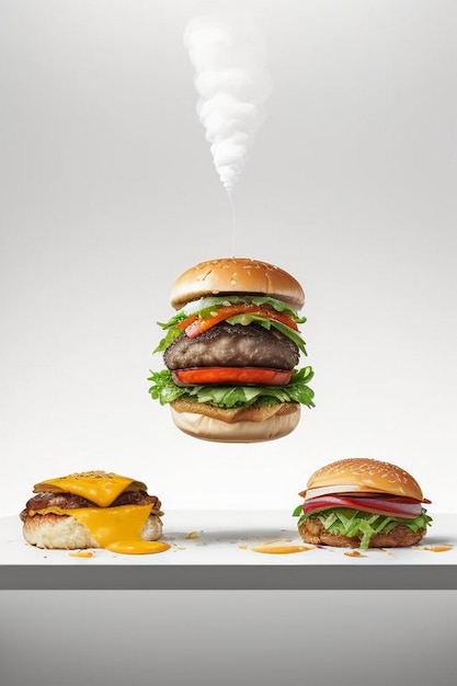 Foto burger americano con patatine fritte