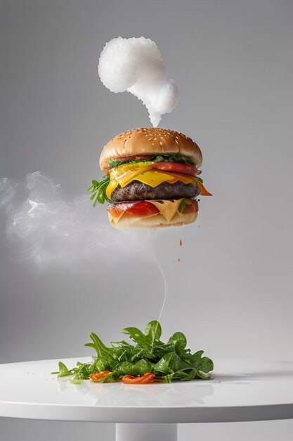 Foto burger americano con patatine fritte