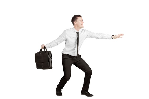 American businessman posing a surf on studio