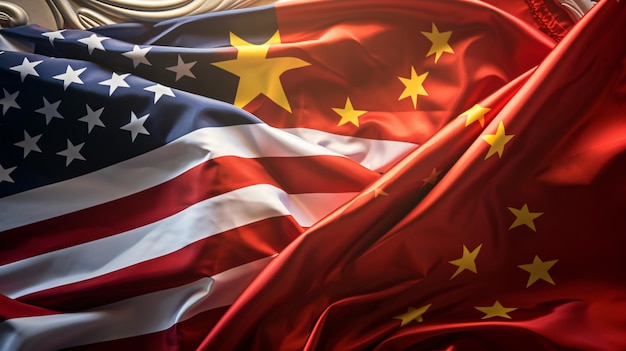 American and chinese flags