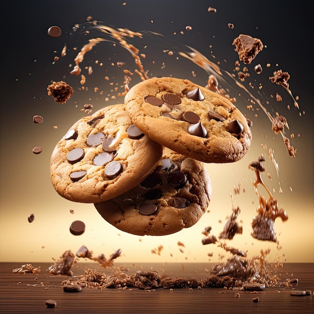 American chocolate chip cookies with chocolate splashes