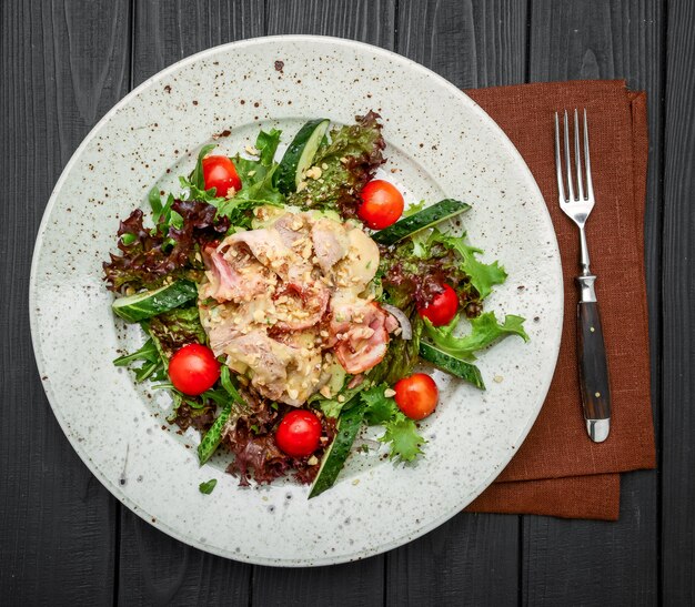 American Cobb Salad, salad with bacon and cabbage