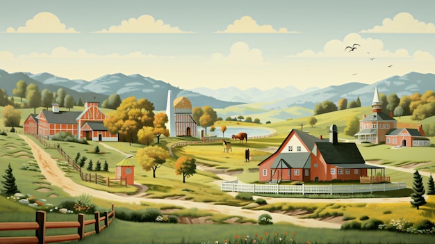 American countryside vintage design