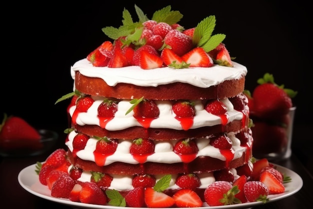 American cuisine s festive layered cake made from red sponge cakes with cream cheese frosting and fr