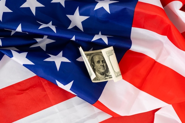 American dollar on the American flag.