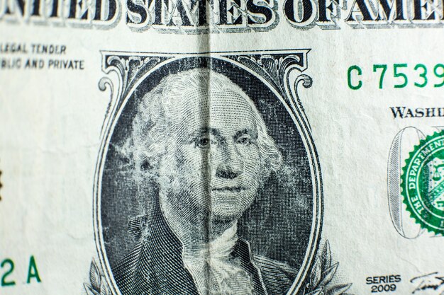 American dollar close up photo. Macro banknotes.