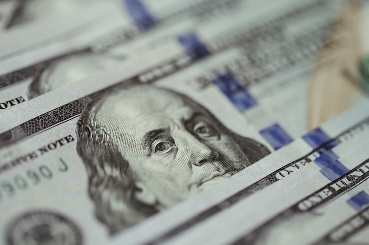 Photo american dollar money bills spread on old wooden table