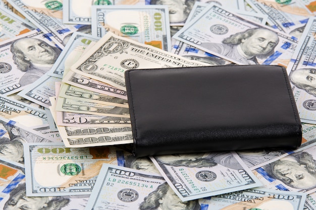 American Dollars in the black wallet