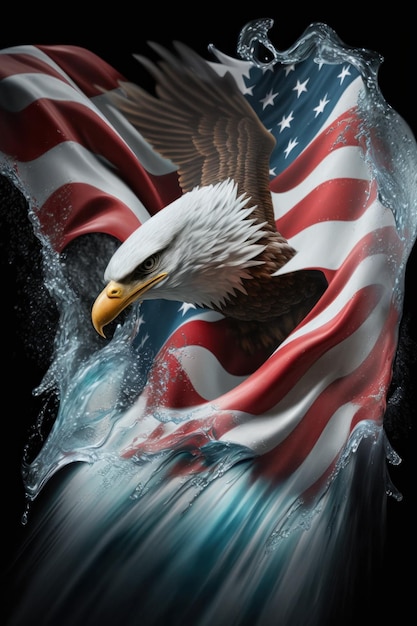 Photo american eagle on usa flag generative ai