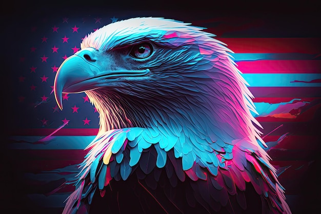 American eagle on USA flag generative ai