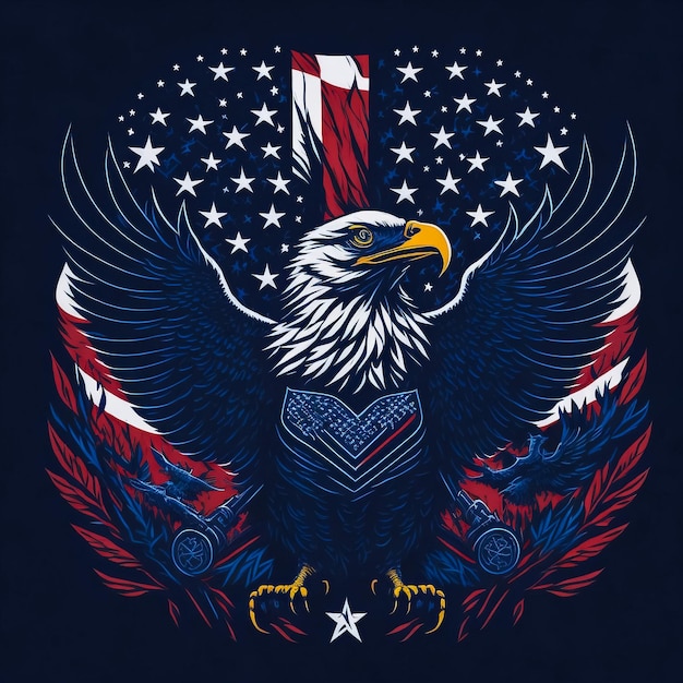 American Eagle In USA Flag Vector For TShirt Design