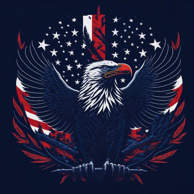 American Eagle In USA Flag Vector For TShirt Design