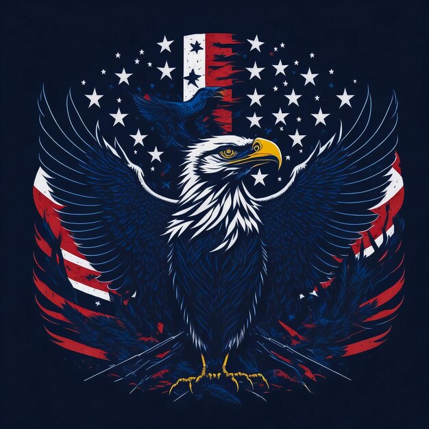 American eagle in usa flag vector for tshirt design